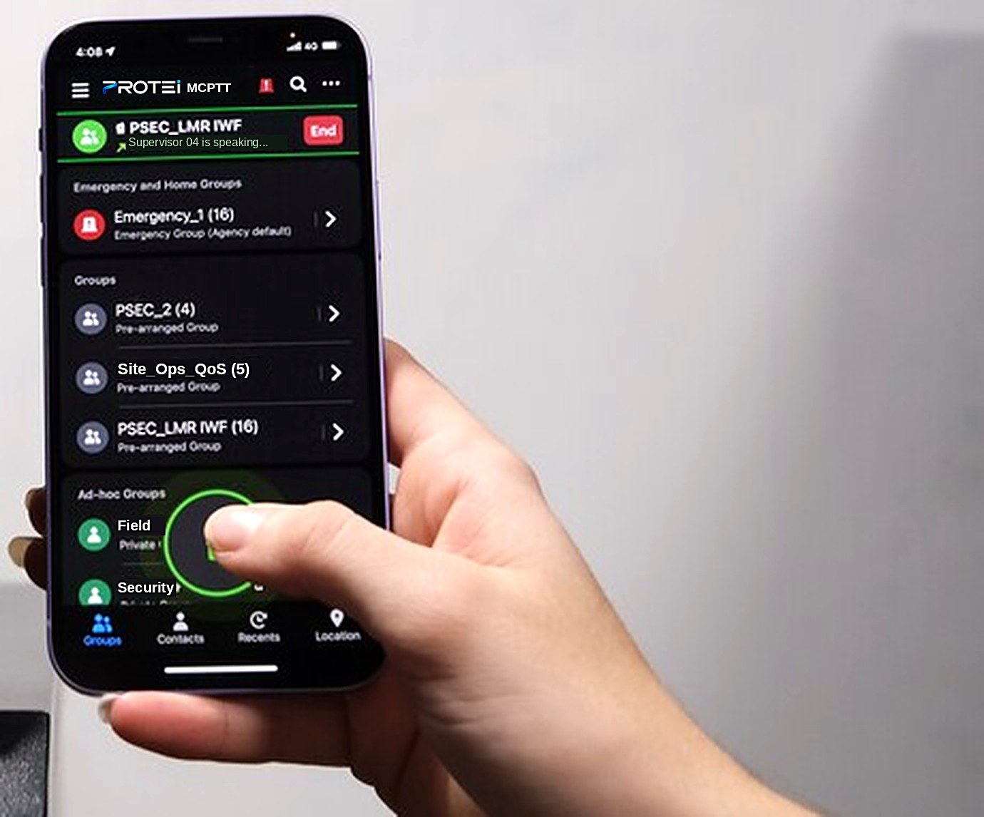 PROTEI MCPTT client on a smartphone